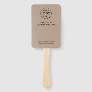 Auction Paddle   Charity Event Rustic Kraft Logo Hand Fan