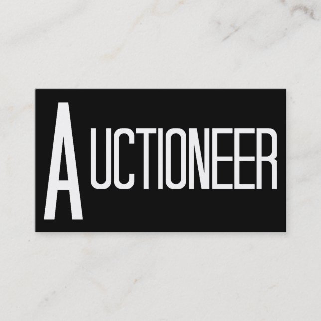 Auctioneer Black Simple Business Card (Front)