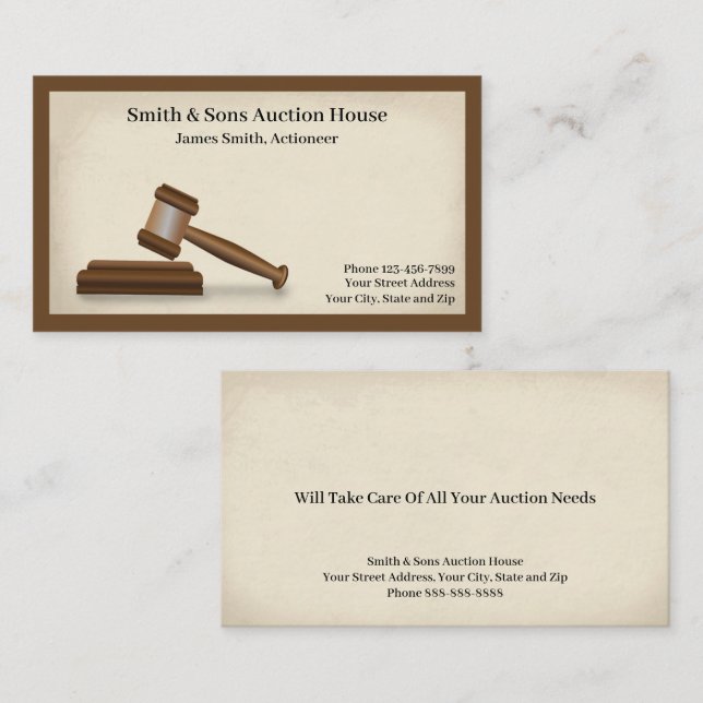 Auctioneer Judge Business Card (Front/Back)