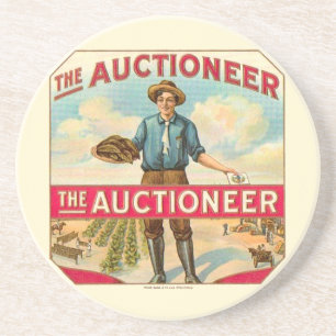 Auctioneer Vintage Cigar Label Auction Coaster