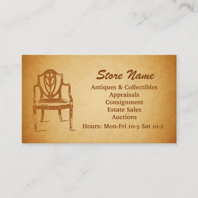 Auctions, Antiques and Collectibles Business Card (Front)