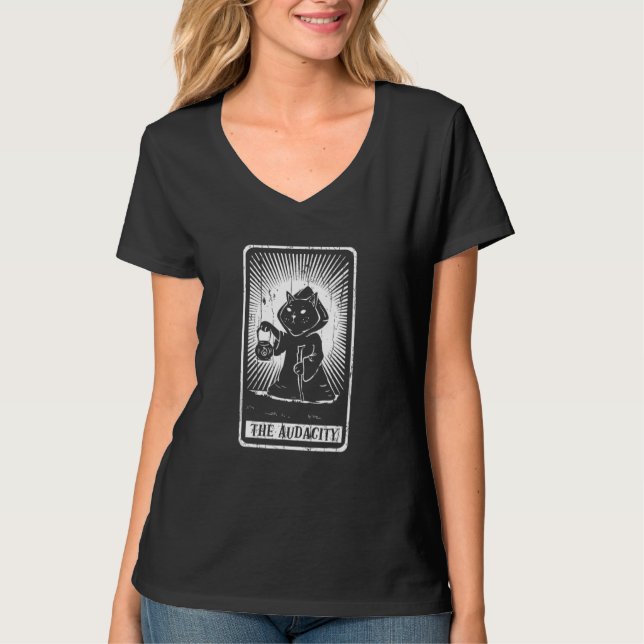 Audacity Lamp Cat Arot Card Pagan Goblincore Goth  T-Shirt (Front)