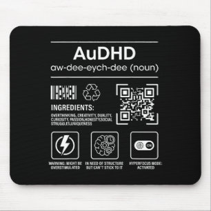 Audhd autism adhd funny neurodivergent mouse pad