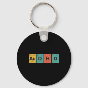 Audhd Periodic Table Autism+adhd For Nerds Retro D Key Ring