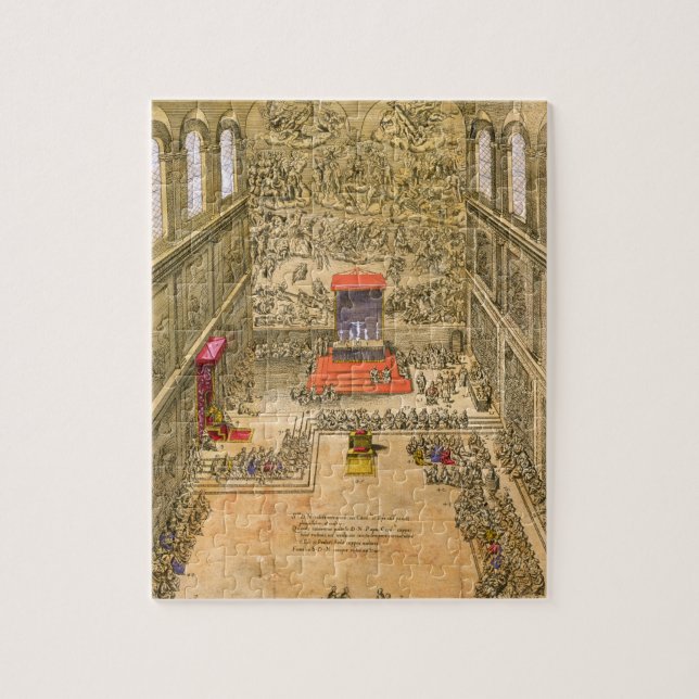 Audience Chapel at the Vatican (colour engraving) Jigsaw Puzzle (Vertical)