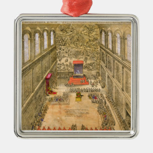 Audience Chapel at the Vatican (colour engraving) Metal Tree Decoration