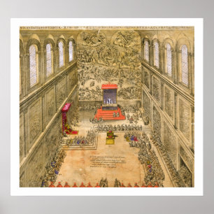 Audience Chapel at the Vatican (colour engraving) Poster