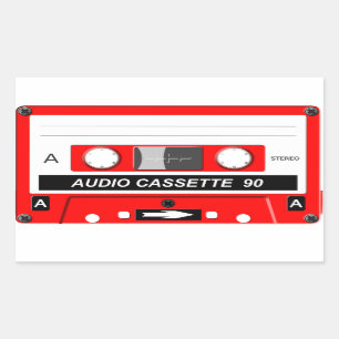 Audio cassette rectangular sticker