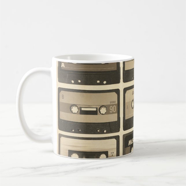 Audio Cassette, Retro Poster Hip-Hop. Coffee Mug (Left)