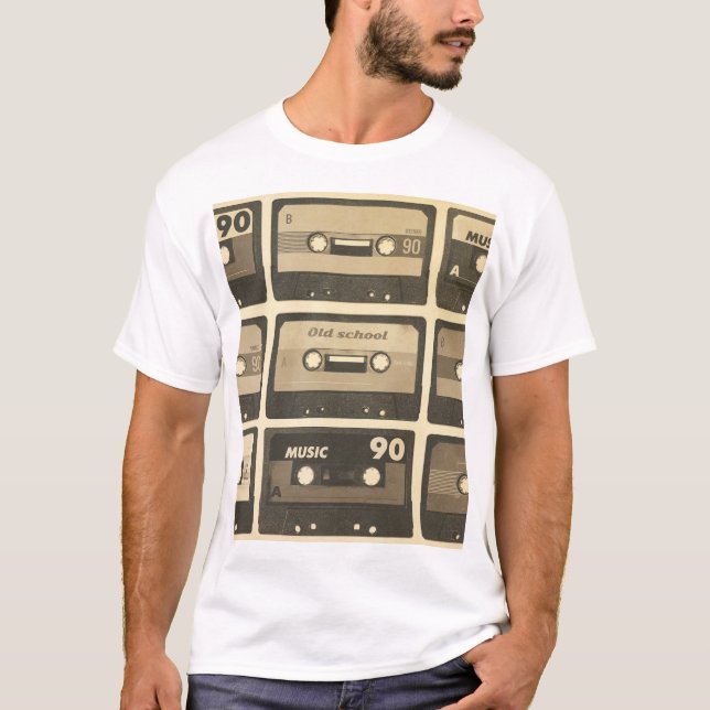 Audio Cassette, Retro Poster Hip-Hop. T-Shirt (Front)