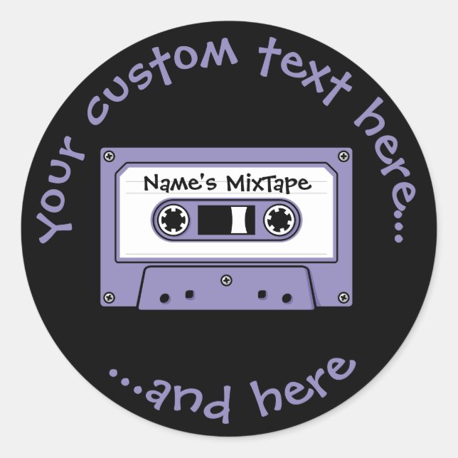 Audio Cassette Tape Classic Round Sticker (Front)