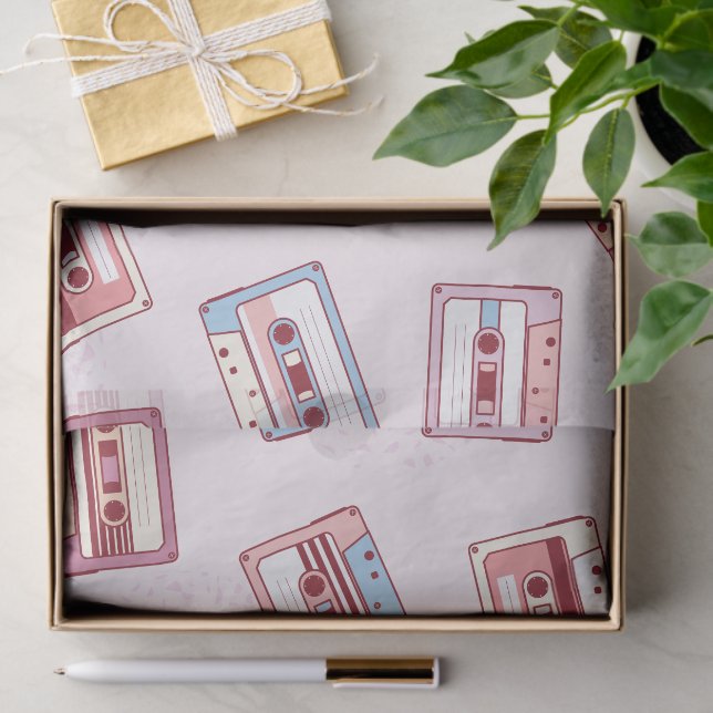 Audio Cassettes, Cassette Tapes, Retro Tissue Paper (Gift)