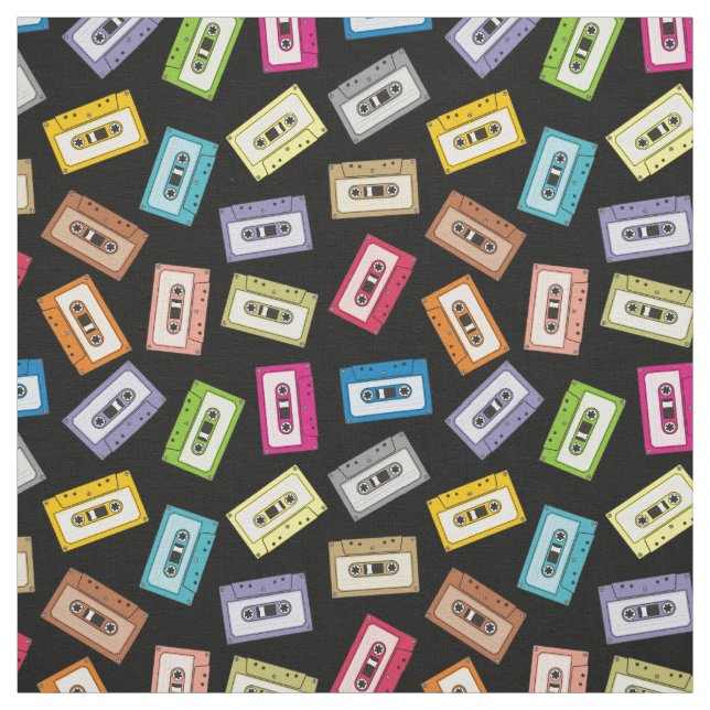 Audio Cassettes Pattern Fabric (Swatch)