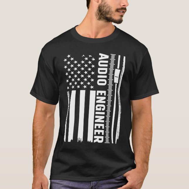 Audio Engineer American Flag Audio Engineering T-Shirt (Front)