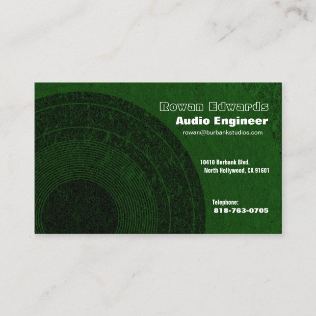 Audio Engineer Oceania Business Card (Front)
