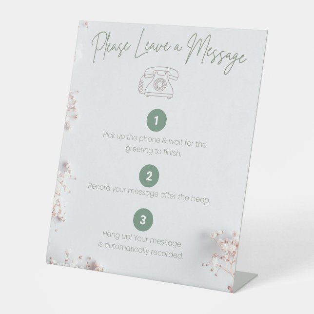 Audio Guest Book Phone Instructions Wedding Sign (Front)