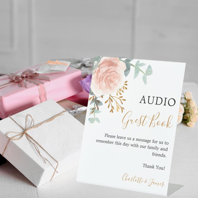 Audio Guest Book sign rose gold greenery wedding (Creator Uploaded)