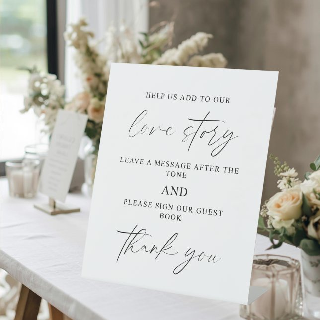 Audio Guest Book Wedding Tabletop Sign  (Audio Guest Book Pedestal Sign)