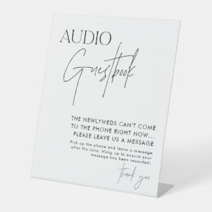 Audio Guestbook Sign, Modern Minimalist Wedding Pedestal Sign