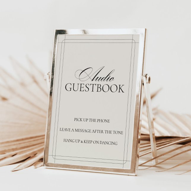 Audio Guestbook Vintage Light Grey Sign      Invitation (Audio Guestbook Vintage Light Gray Sign)