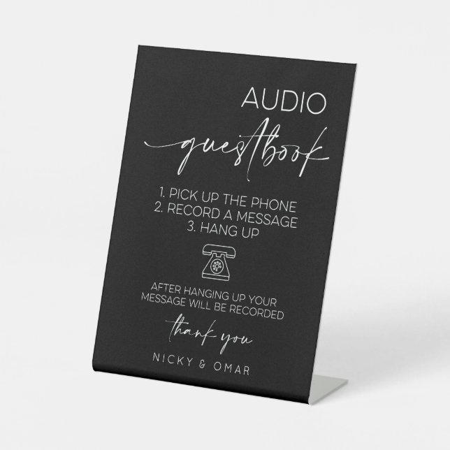 Audio Guestbook Wedding Reception Pedestal Sign (Front)
