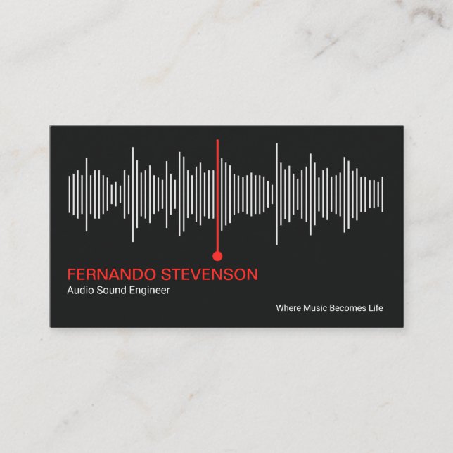 Audio Sound Wave Professional DJ Business Card (Front)