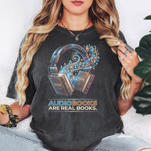 Audiobooks Are Real Books Neon Headphones T-Shirt