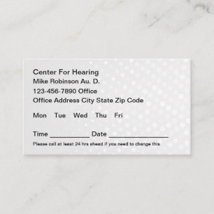 Audiologist Hearing Aids Clinic Appointment Cards