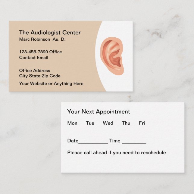 Audiologist Hearing Test Appointment Cards (Front/Back)