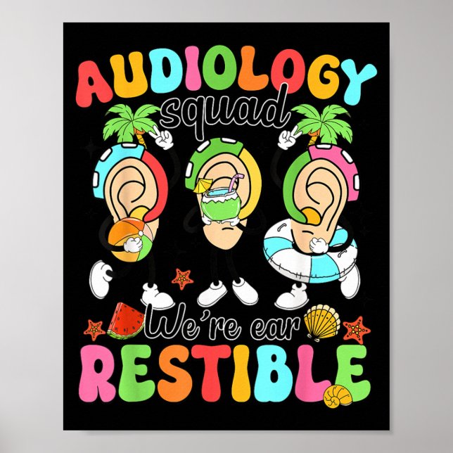 Audiology Squad Summer Enthusiast Audiologist Poster (Front)