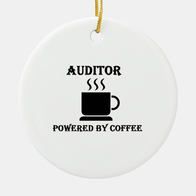 "Auditor" Powered by Coffee Ceramic Tree Decoration (Front)