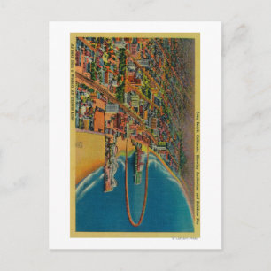 Auditorium, Beach, and Rainbow Pier Postcard