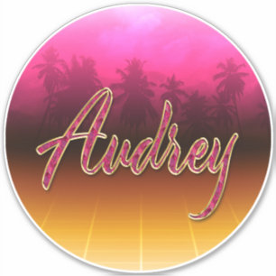 Audrey First Name Golden pink Sticker