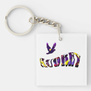 Audrey, Girls Name Logo Made With Pansies, Key Ring