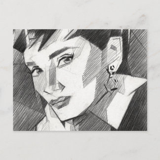 Audrey Hepburn Inspired Portrait Postcard