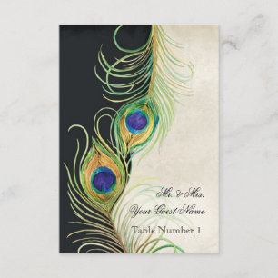 Audrey Jeanne Peacock Feather Black Damask Invite