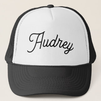 Audrey Name Hat Cap Black and White Neutral Classy