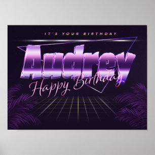 Audrey Name Vorname lila retro Poster Geburtstag