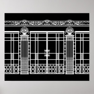 AUDREY'S ART DECO IRONWORK: WHITE on BLACK Poster