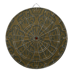 Audsley Vintage Gold Lily Crown Green Damask Art Dartboard