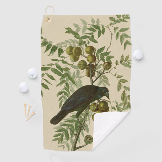 Audubon American Crow Black Bird Golf Towel (InSitu)