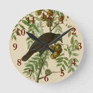 Audubon American Crow Black Bird Round Clock