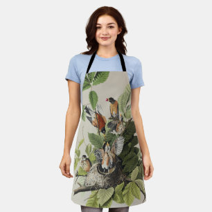 Audubon American Spring Robin Bird Illustration Apron