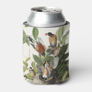 Audubon American Spring Robin Bird Illustration Can Cooler