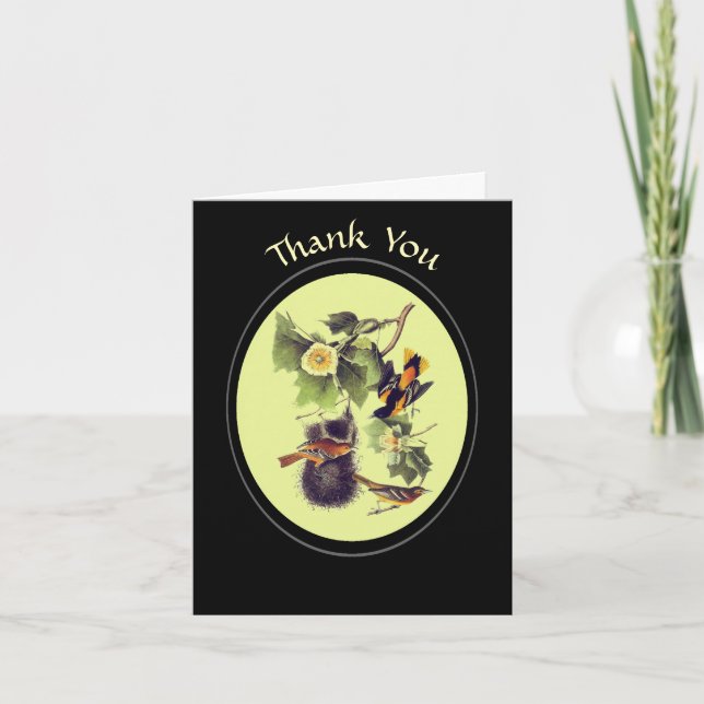 Audubon Birds Orioles Personalised Thank You Card (Front)