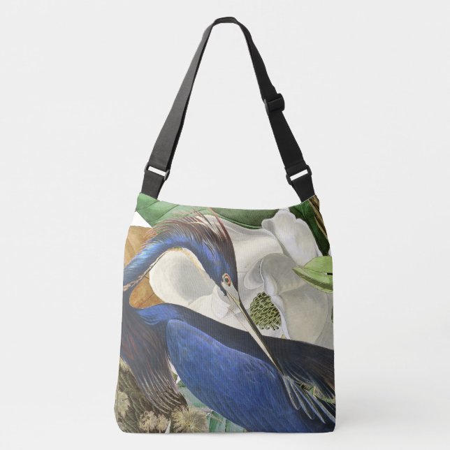 Audubon Blue Heron Bird Wildlife Floral Tote Bag (Front)