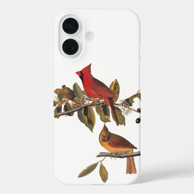 Audubon Cardinal Pair in Wild Almond Tree Case-Mate iPhone Case (Back)