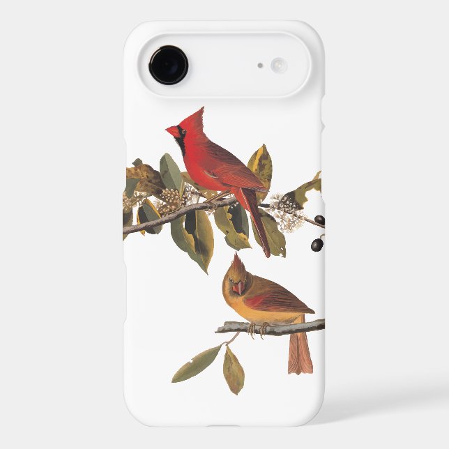 Audubon Cardinal Pair in Wild Almond Tree Case-Mate iPhone Case (Back)