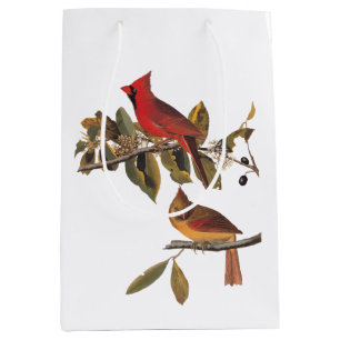 Audubon Cardinal Pair in Wild Almond Tree Medium Gift Bag