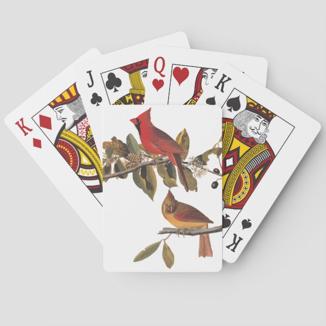 Audubon Cardinal Pair in Wild Almond Tree Playing Cards (Back)